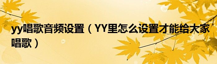 yy唱歌音频设置（YY里怎么设置才能给大家唱歌）