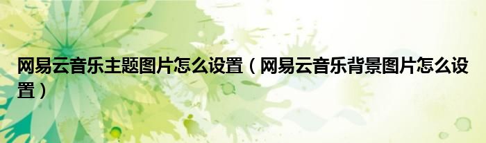 网易云音乐主题图片怎么设置（网易云音乐背景图片怎么设置）