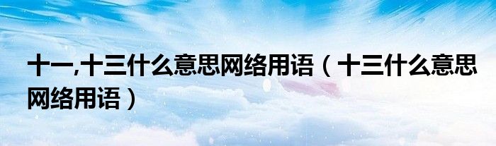十一,十三什么意思网络用语（十三什么意思网络用语）