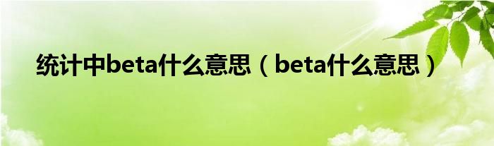 统计中beta什么意思（beta什么意思）