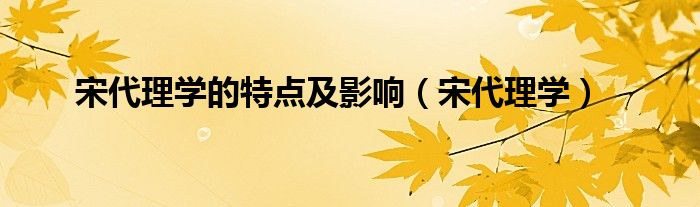 宋代理学的特点及影响（宋代理学）