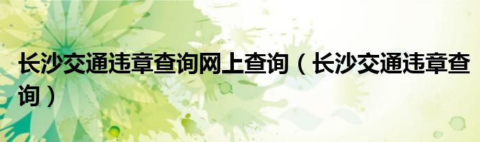 长沙交通违章查询网上查询（长沙交通违章查询）