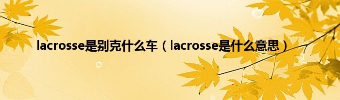 lacrosse是别克什么车(lacrosse是什么意思)