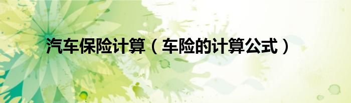 汽车保险计算（车险的计算公式）