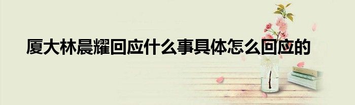 厦大林晨耀回应什么事具体怎么回应的