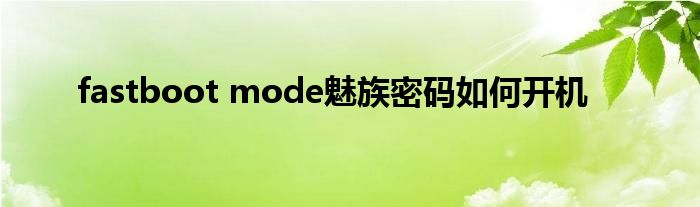 fastboot mode魅族密码如何开机