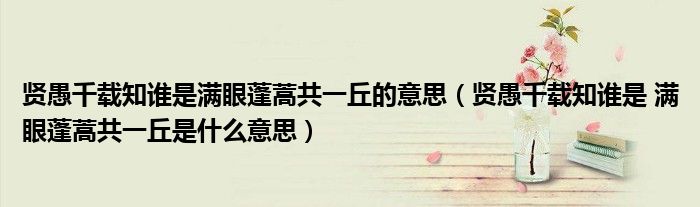 贤愚千载知谁是满眼蓬蒿共一丘的意思（贤愚千载知谁是 满眼蓬蒿共一丘是什么意思）