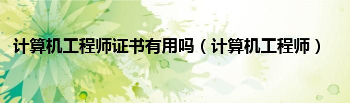 计算机工程师证书有用吗（计算机工程师）