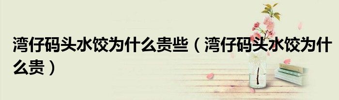 湾仔码头水饺为什么贵些（湾仔码头水饺为什么贵）