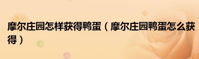 摩尔庄园怎样获得鸭蛋（摩尔庄园鸭蛋怎么获得）