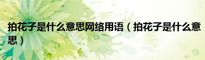 拍花子是什么意思网络用语（拍花子是什么意思）
