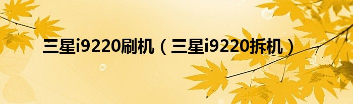 三星i9220刷机（三星i9220拆机）