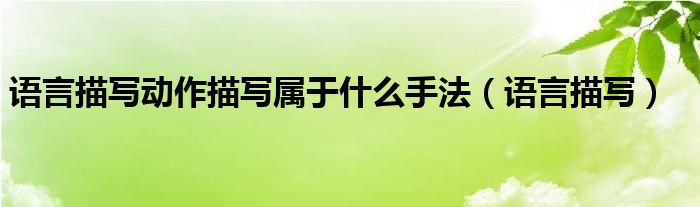 语言描写动作描写属于什么手法（语言描写）