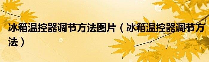 冰箱温控器调节方法图片（冰箱温控器调节方法）