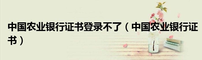 中国农业银行证书登录不了（中国农业银行证书）