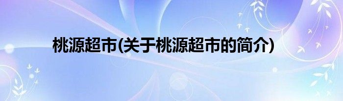 桃源超市(关于桃源超市的简介)