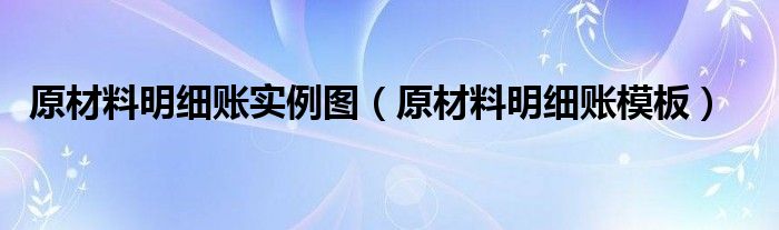 原材料明细账实例图（原材料明细账模板）